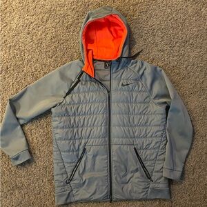 Nike Therma Dri-Fit Gray and Orange Hooded Jacket like new men’s XL!!